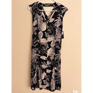 Volcom NEW Do Tell Dress Black White Floral Tropical Strappy Midi B1341813 Small